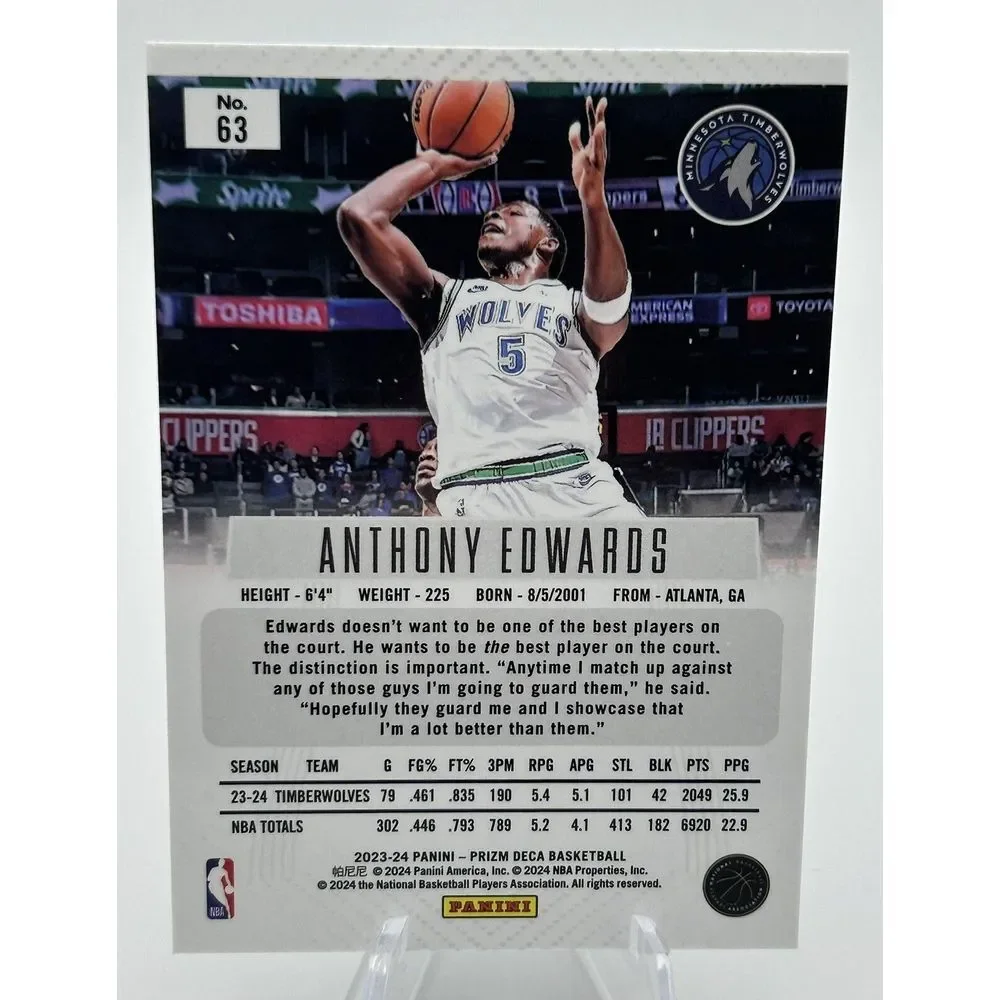 2023-24 PRIZM DECA‎ #63 ANTHONY EDWARDS TIMBERWOLVES